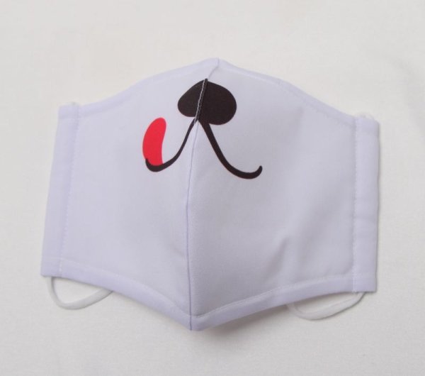 画像2: オリジナルマスク(布製マスク) ワンワンペロリ 白 洗濯可 繰り返し使用可 (2)