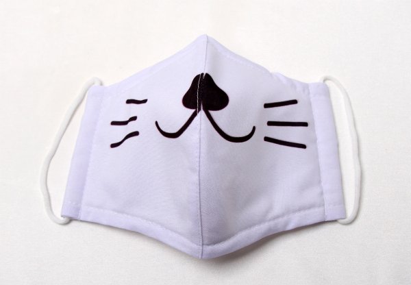 画像2: オリジナルマスク(布製マスク) ワンワン 白 洗濯可 繰り返し使用可 (2)