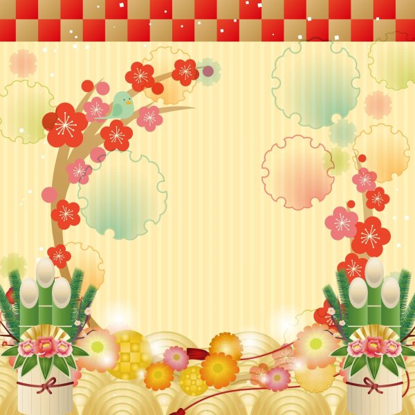 画像1: フォトグラフィーシート　梅と門松 (1)