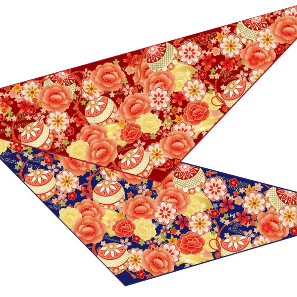 画像1: 8524　牡丹手毬バンダナ　１０枚セット (1)