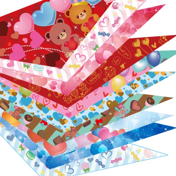 画像1: デザインバンダナ　バレンタインアソート　１０枚セット (1)