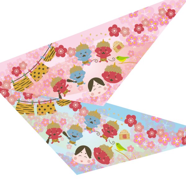 画像1: デザインバンダナ　福は内　１０枚セット (1)