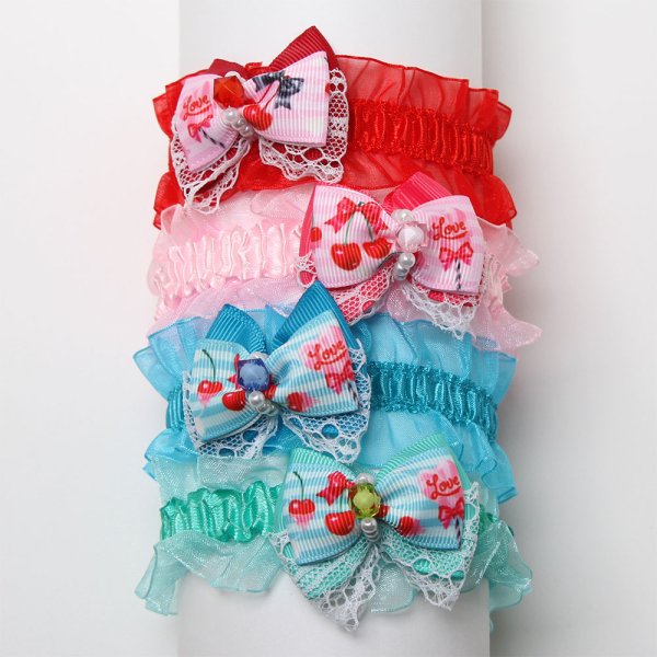 画像1: おめかしチェリーリボンチョーカー（輪S）8本セット (1)