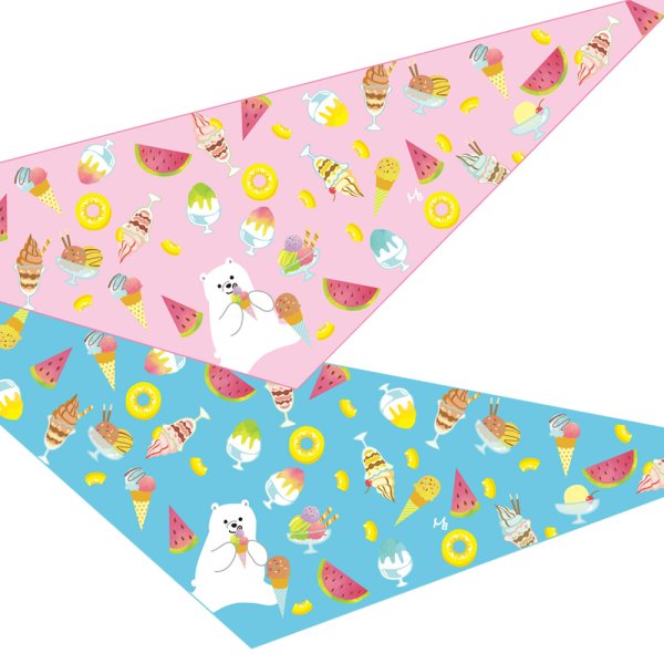 画像1: デザインバンダナ　シロクマ・ア・ラ・モード　１０枚セット (1)