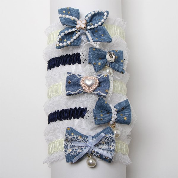 画像1: デニムスターチョーカー（結ぶタイプ）10本セット (1)